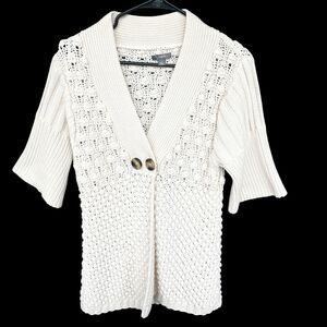 Apt 9 Fisherman Cardigan Sweater Womens Large Cream Coastal Cable Knit Fisherman